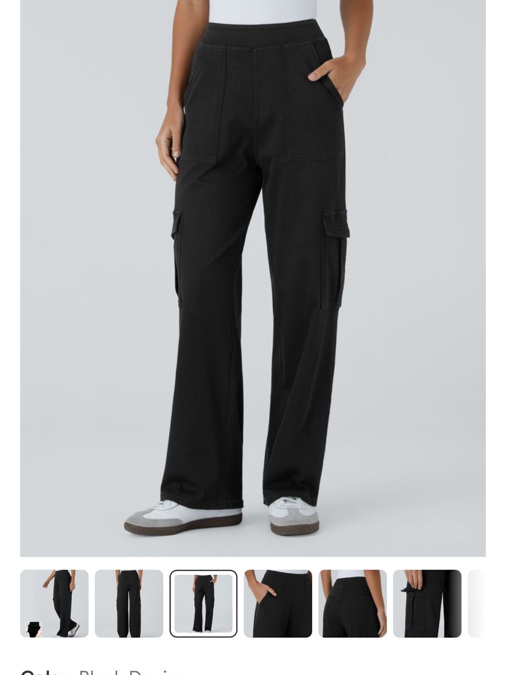 HALARA Black Wide-Leg Cargo Sweatpants